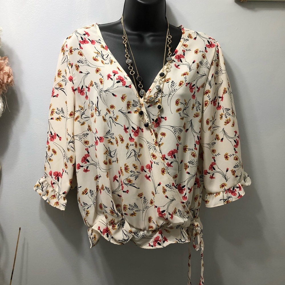COPY - Sienna Sky V Neck Faux Wrap Flower Print B…